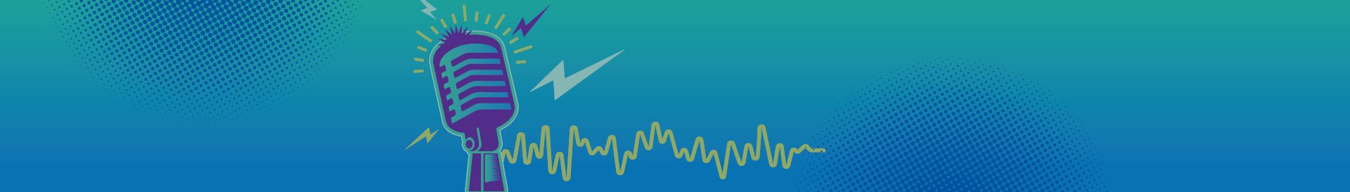 Microphone with blue gradient background.